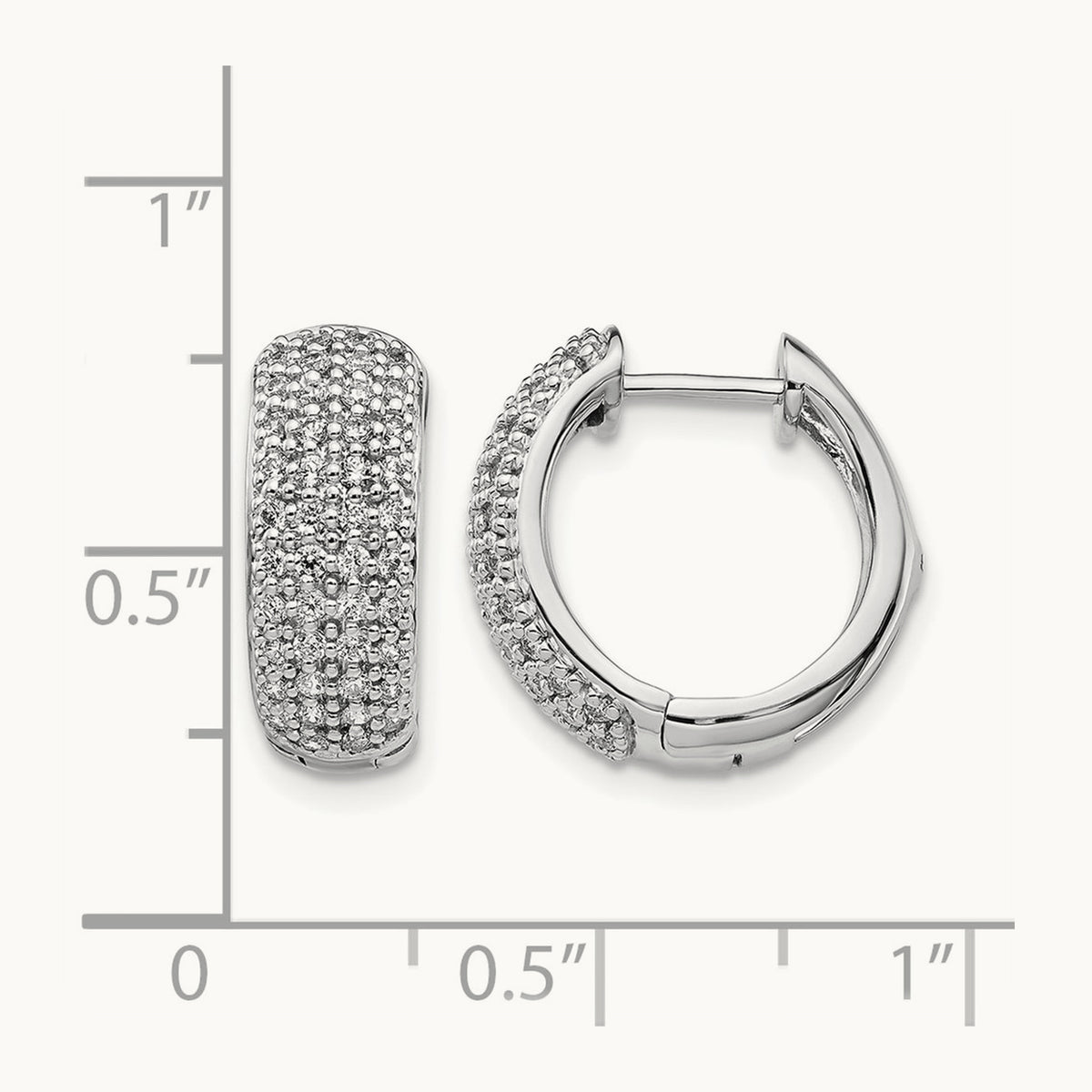 Diamond Hinged Hoop Earrings, 14K White Gold