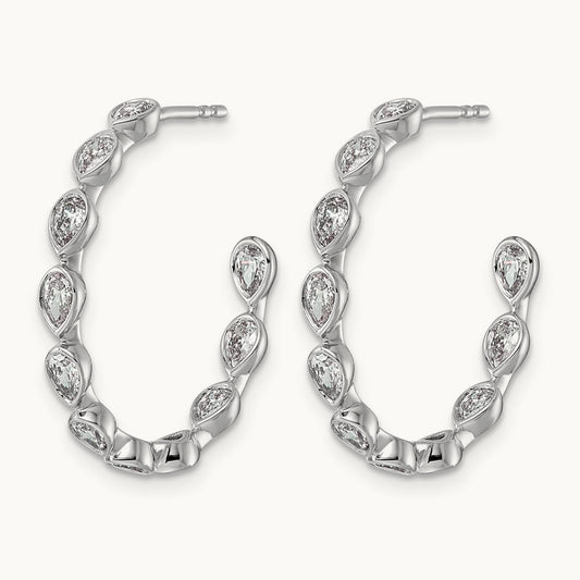 Post Pear Hoop Earrings, 1.50-2.00 ct tw Lab-Grown Diamond