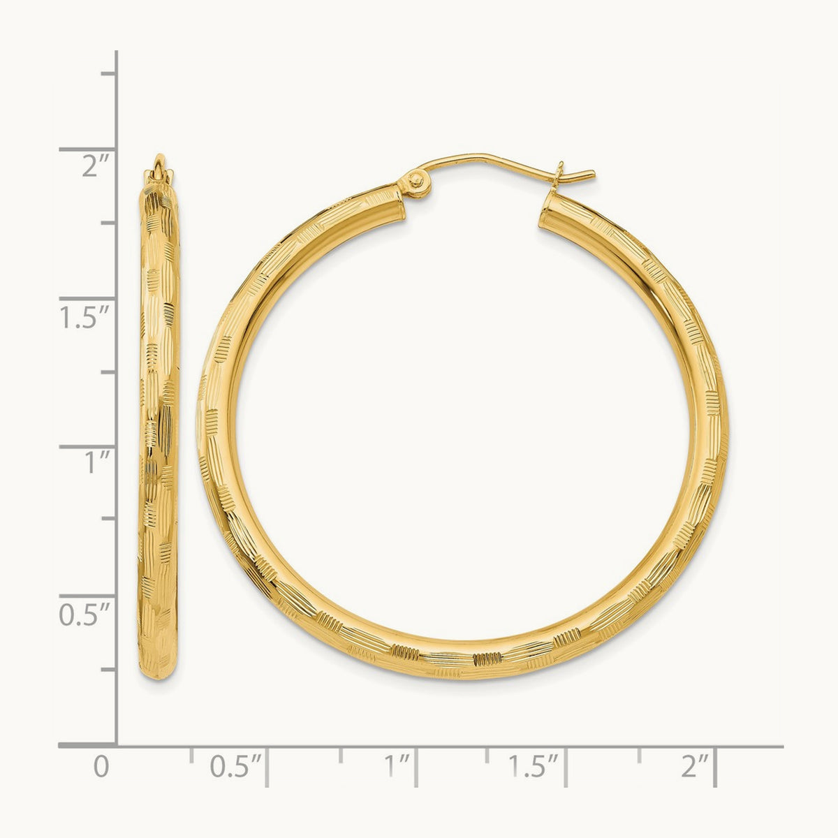 Diamond-cut Hoop Earrings, 14K