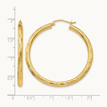 Diamond-cut Hoop Earrings, 14K