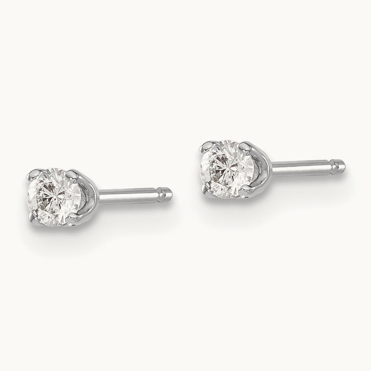 AA Quality Complete Diamond Stud Earring, 14K White Gold