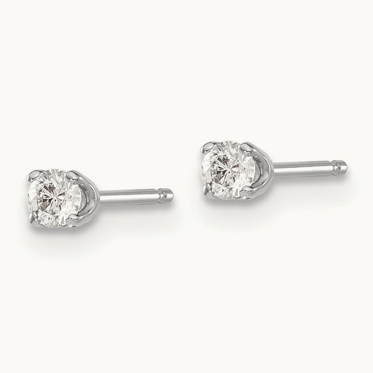AA Quality Complete Diamond Stud Earring, 14K White Gold