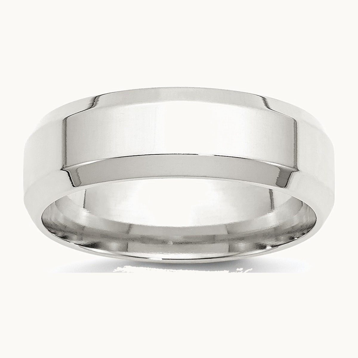 Sterling Silver 7mm Beveled Edge Band