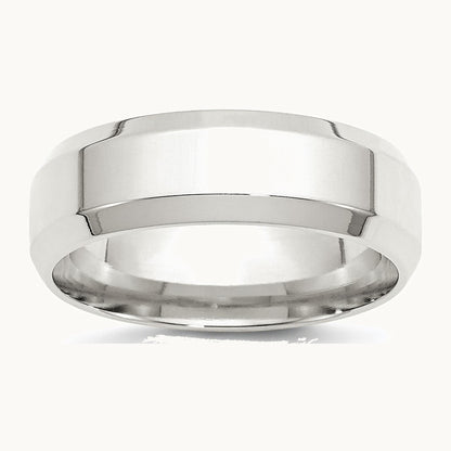 Sterling Silver 7mm Beveled Edge Band