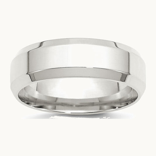 Sterling Silver 7mm Beveled Edge Band