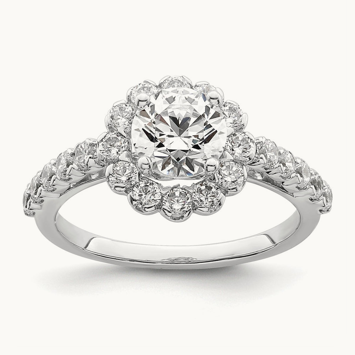 Round Halo Semi-Mount Engagement Ring, 0.75 ct tw