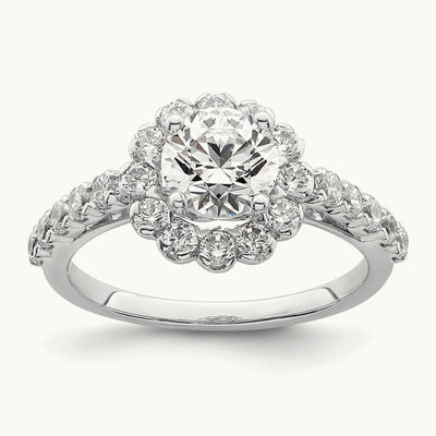Round Halo Semi-Mount Engagement Ring, 0.75 ct tw