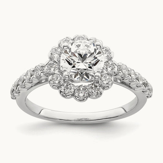 Round Halo Semi-Mount Engagement Ring, 0.75 ct tw