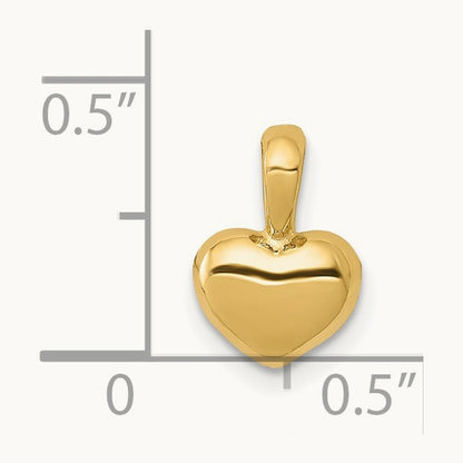 Polished Domed Heart Charm — 14K Yellow Gold