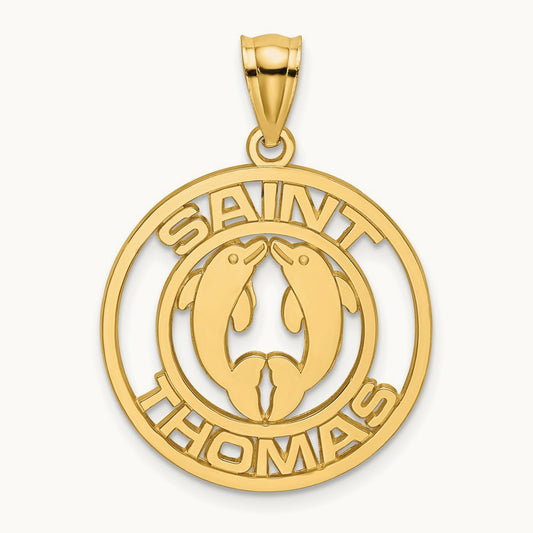 SAINT THOMAS w/ Dolphins Charm, 14K