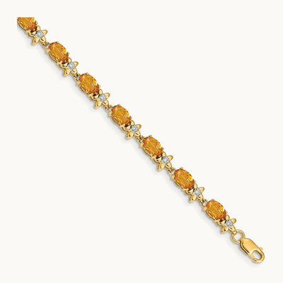 Floral Diamond and Citrine Bracelet, 14K