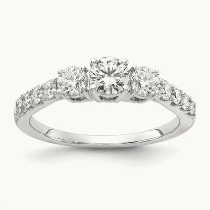 Round Semi-Mount 3 Stone Engagement Ring, 0.75-1.50 ct tw Lab-Grown Diamond — 7/8 ct · VS/SI (Great), 14K White Gold