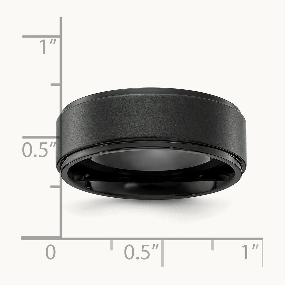 Polished Black IP-plated Brushed Center Band, 8mm, Stainless Steel