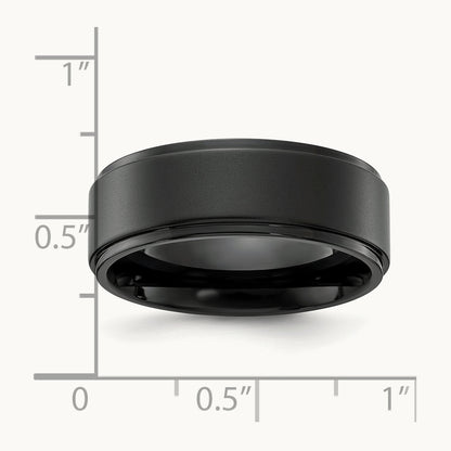 Polished Black IP-plated Brushed Center Band, 8mm, Stainless Steel