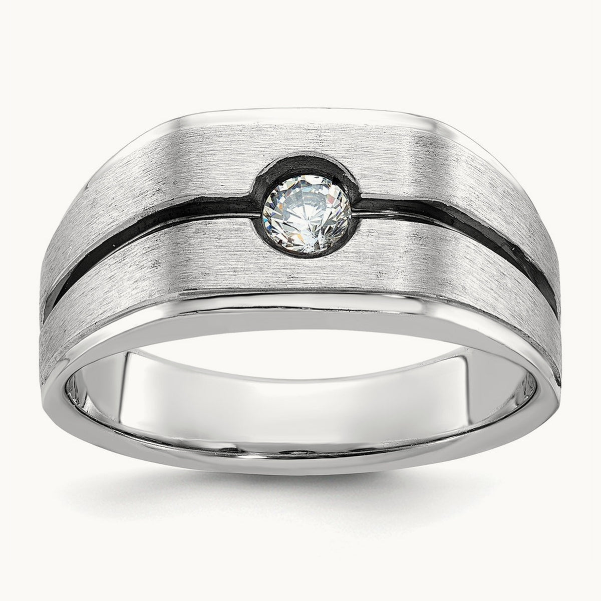 With Blk RH Men's Ring, 0.20 ct tw Lab-Grown Diamond