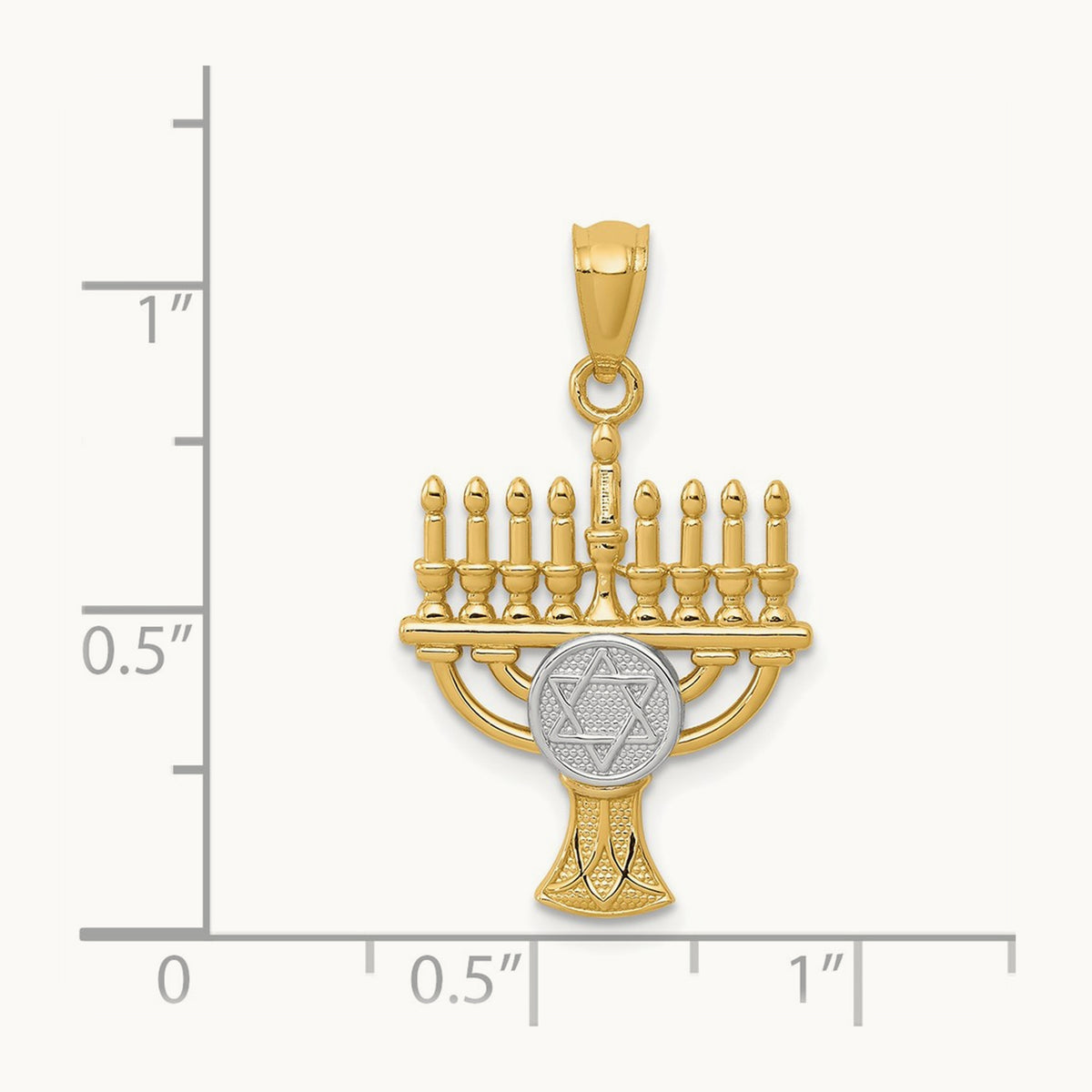 w/ White Rhodium Menorah Pendant, 14K