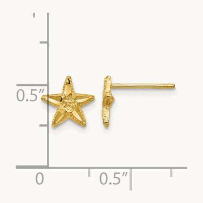 Diamond-cut Starfish Earrings — 14K Yellow Gold