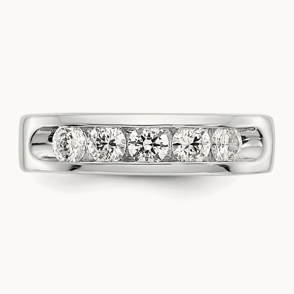 5-Stone Diamond Channel Band, 14K White Gold