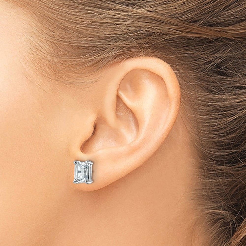 Emerald Four-Prong Stud Earrings, 0.50-6.00 ct tw Lab-Grown Diamond — 5 ct, 14K White Gold