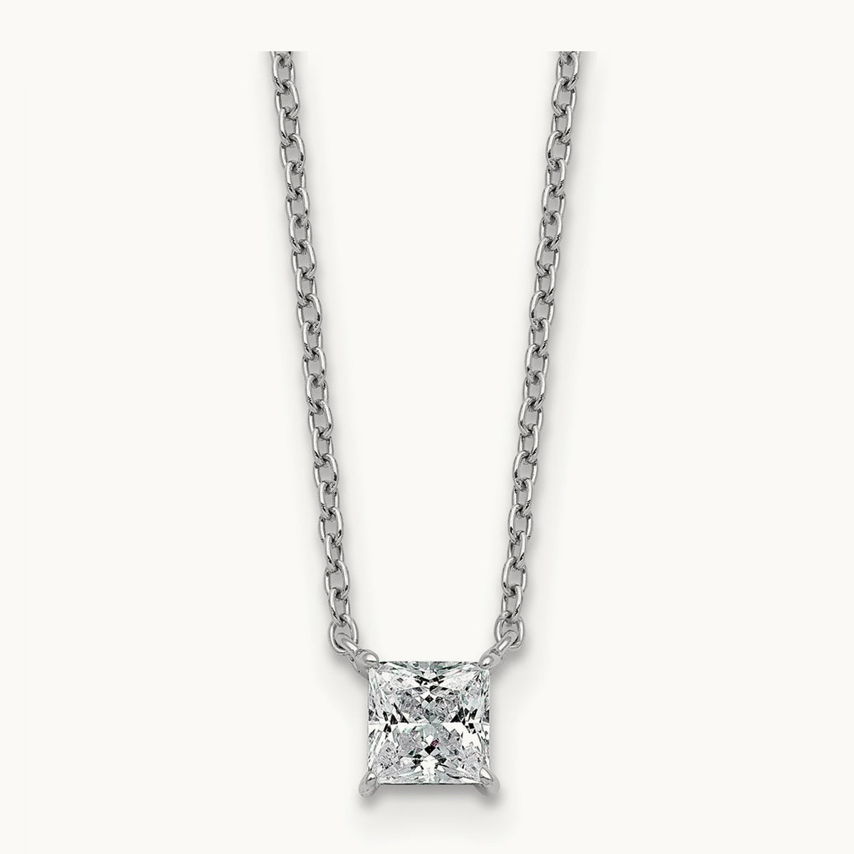 Princess Pendant Necklace, 0.25-4.00 ct tw Lab-Grown Diamond — 1/2 ct, VS (Best), 14K White Gold