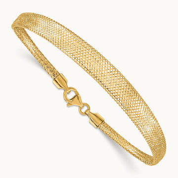 Stretch Mesh Graduated Bracelet, 14K