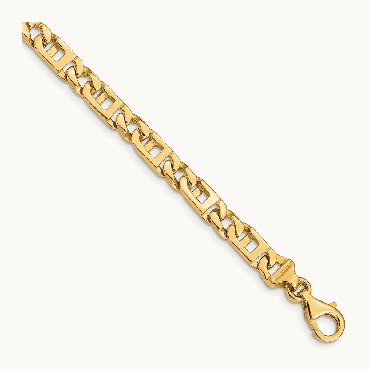 Hand-Polished Fancy Link Bracelet, 5.9mm, 14K