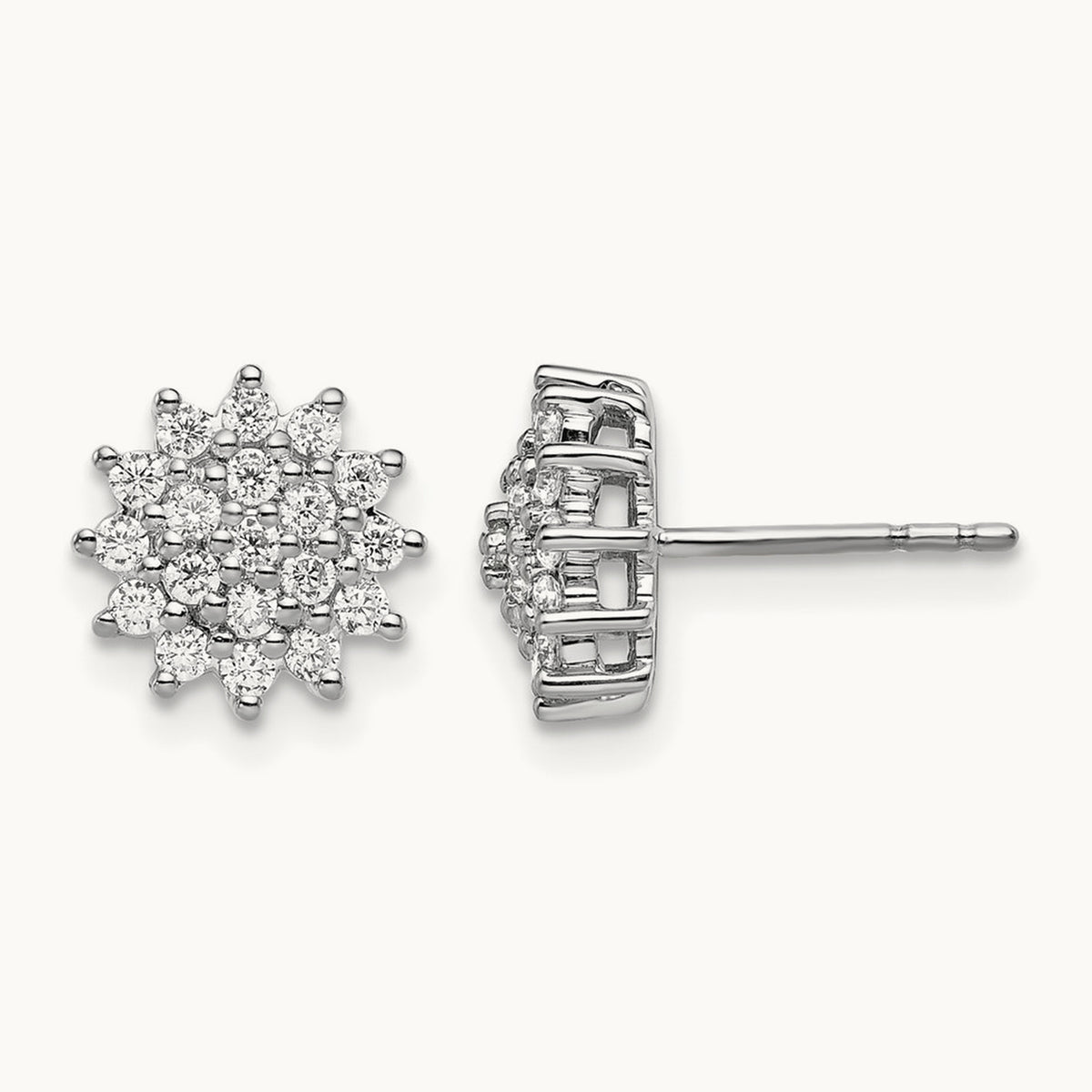 Cluster Post Earrings, 0.50 ct tw Lab-Grown Diamond — 14K White Gold