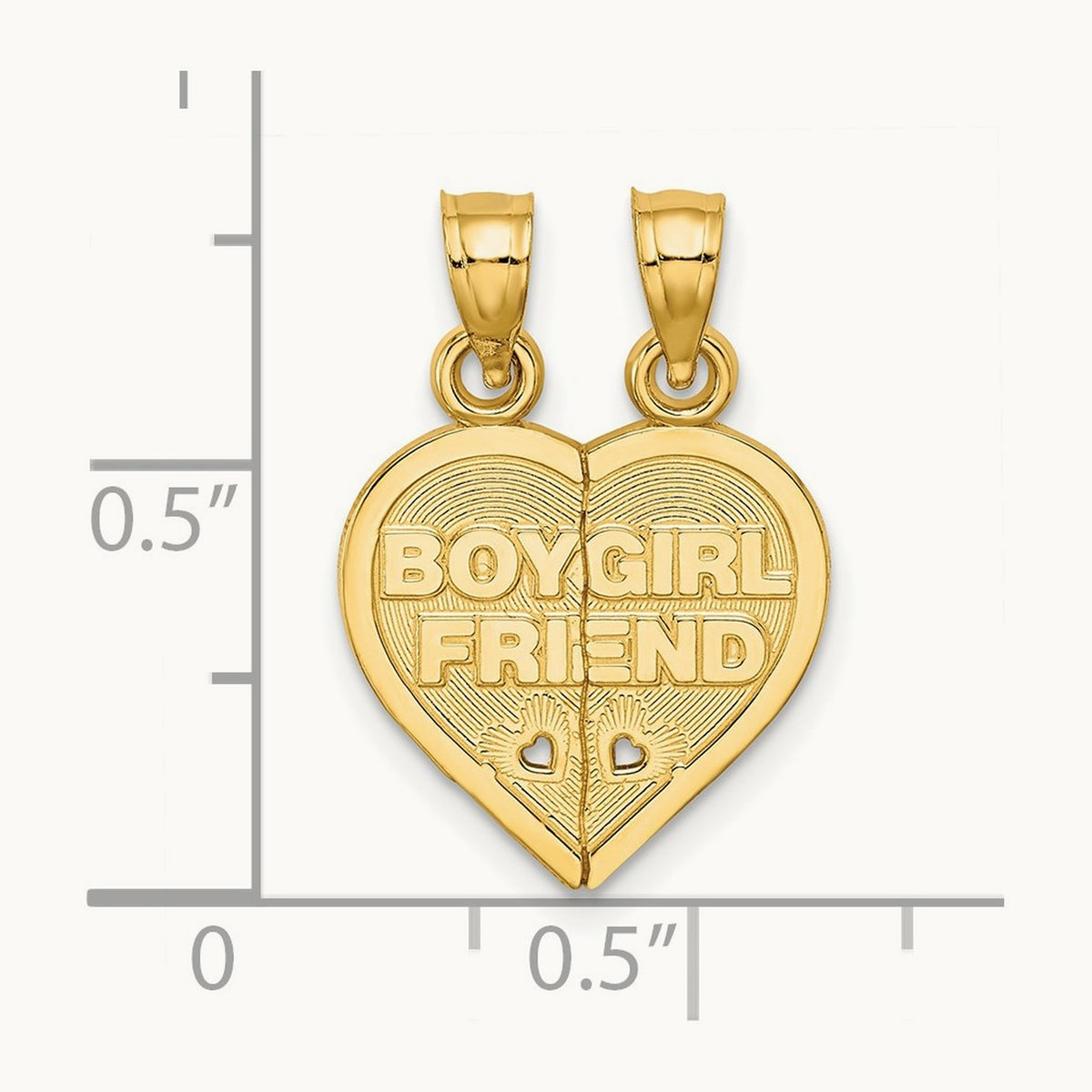 BOY/GIRL FRIEND Break-apart Heart Charm, 14K