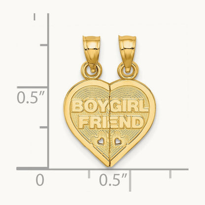 BOY/GIRL FRIEND Break-apart Heart Charm, 14K