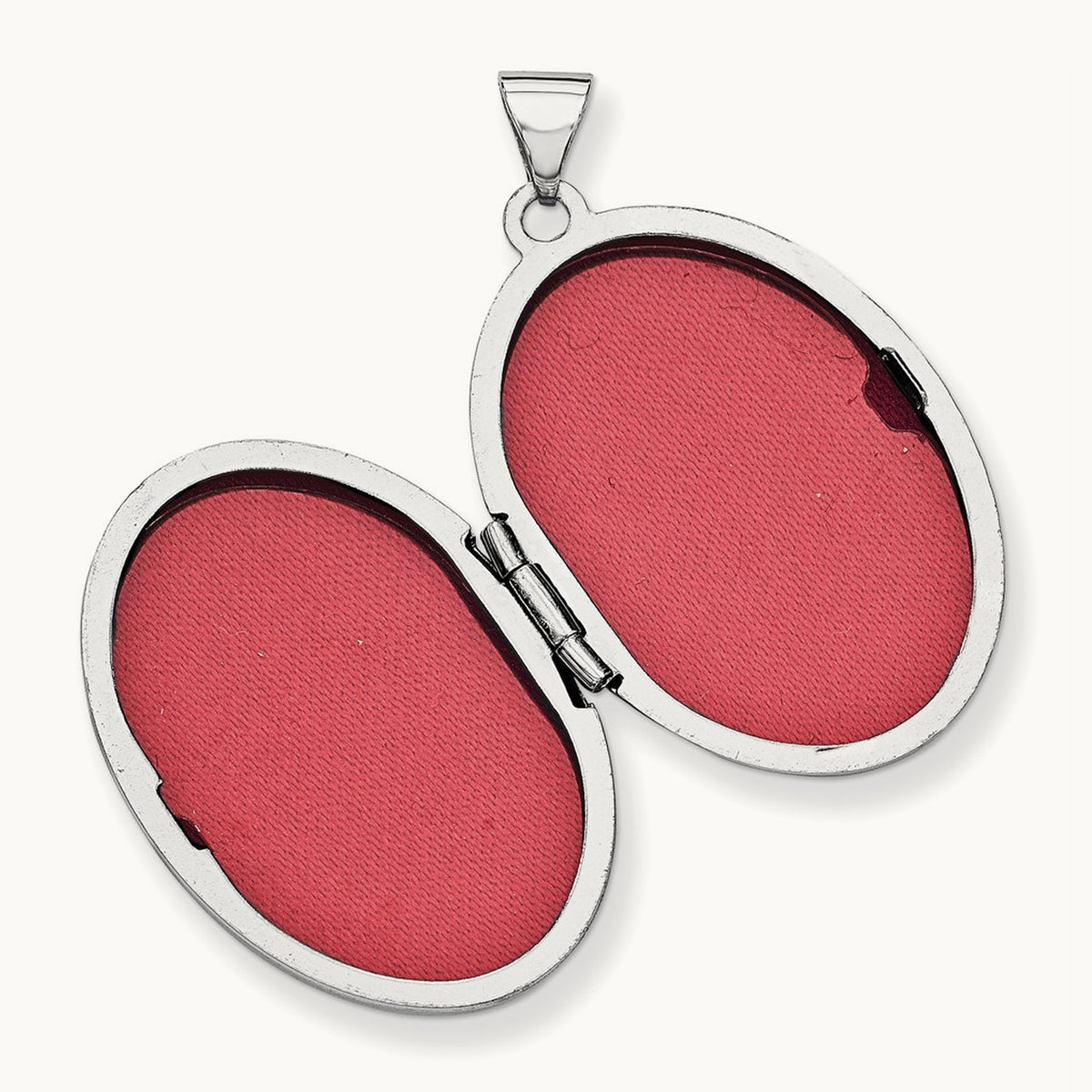 Scroll Oval Locket — 14K White Gold
