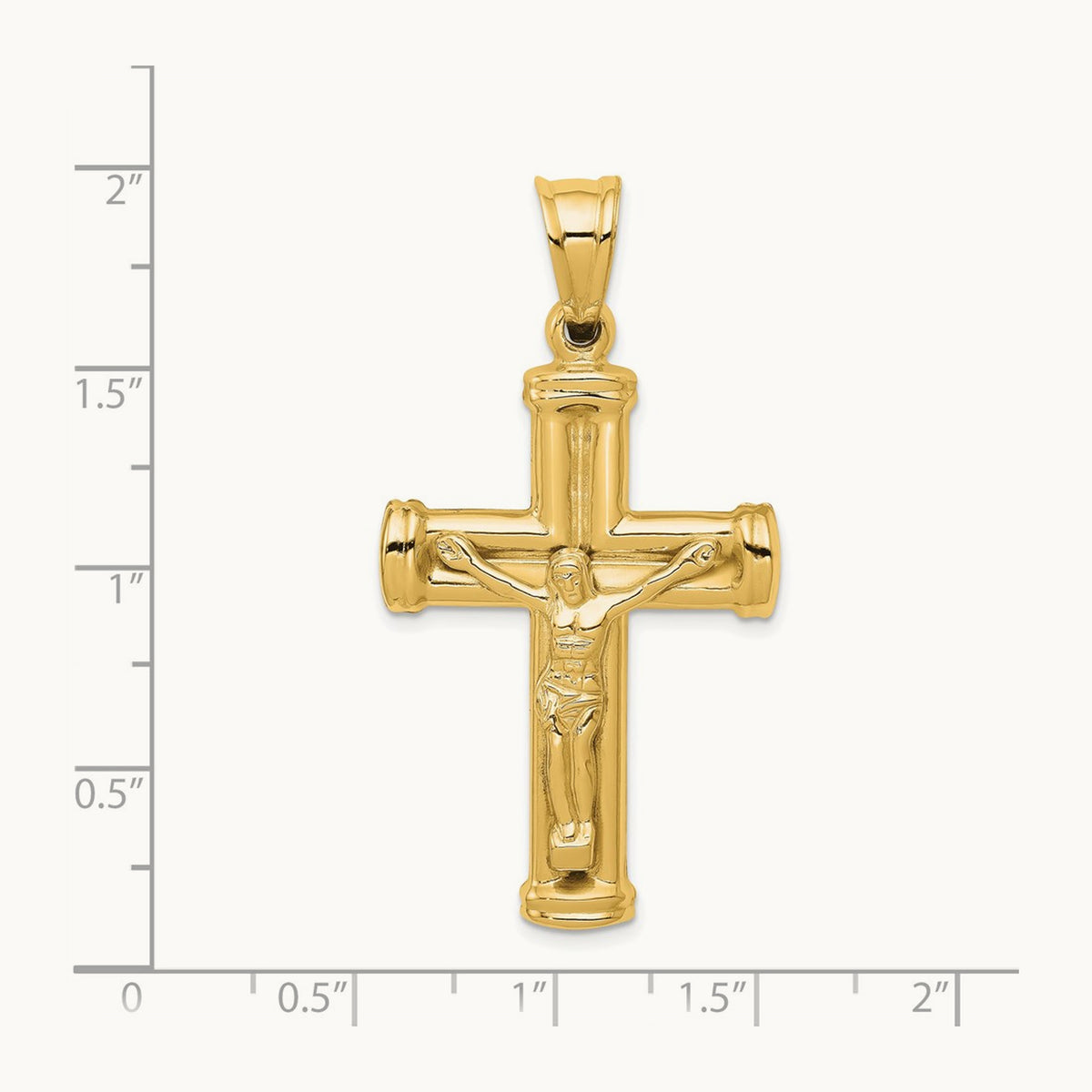 Reversible Crucifix Pendant — 14K Yellow Gold, 49mm