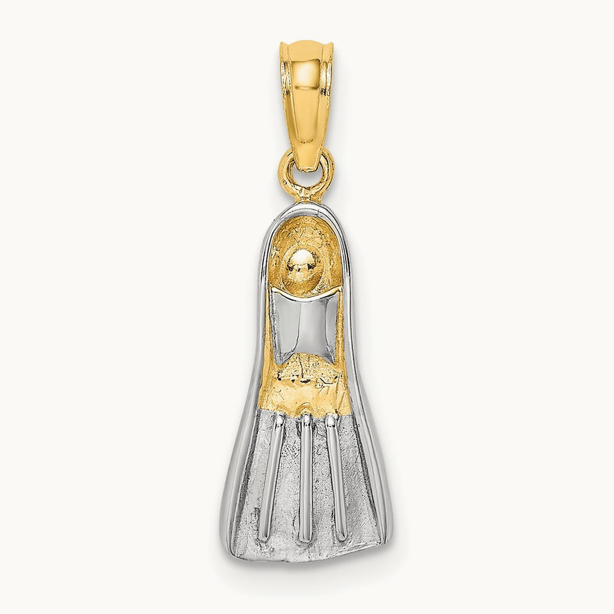 3-D Scuba Flipper Charm — 14K Two-Tone Gold, 21.6mm