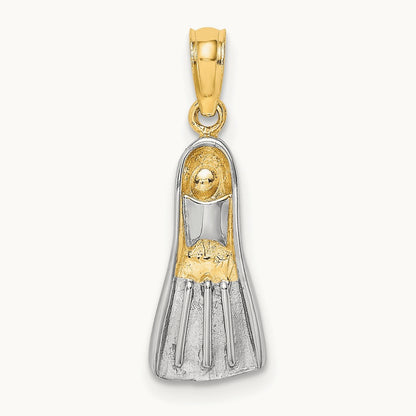 3-D Scuba Flipper Charm — 14K Two-Tone Gold, 21.6mm
