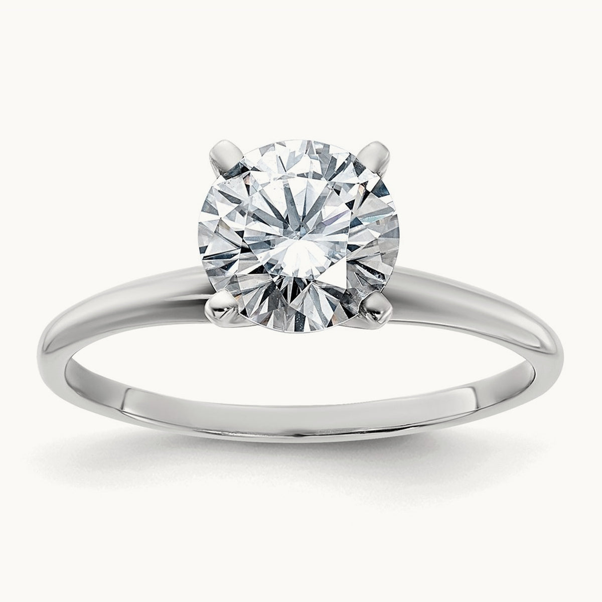 Round Solitaire Engagement Ring, 1.75 ct tw Lab-Grown Diamond — 14K White Gold