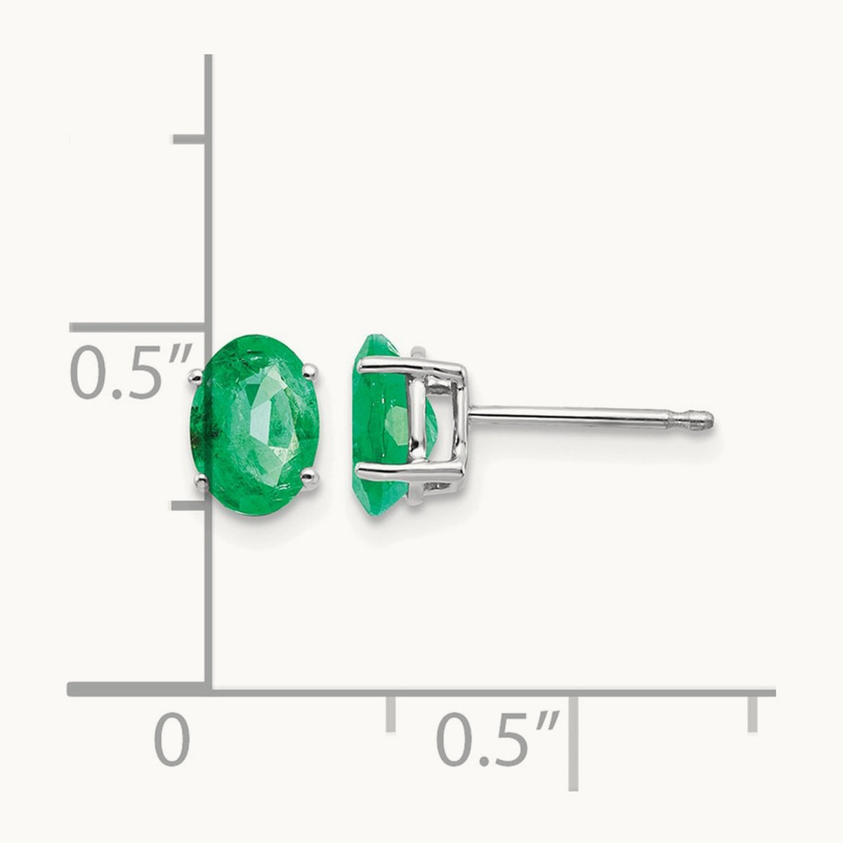 Emerald Earrings, 14K White Gold
