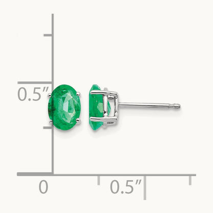 Emerald Earrings, 14K White Gold