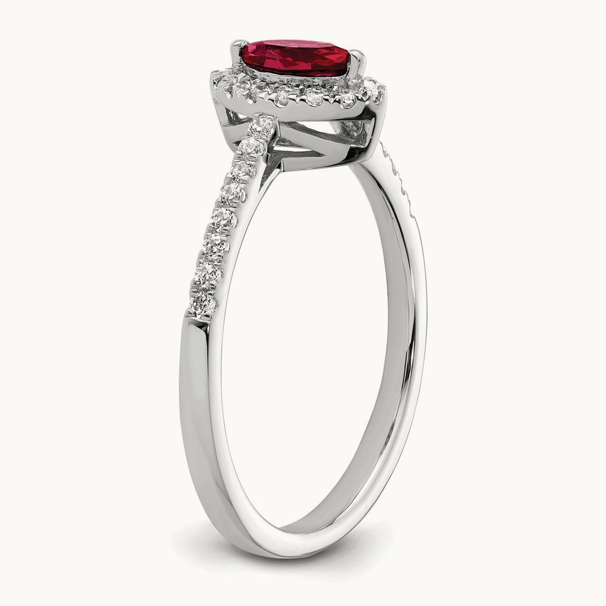 Created Ruby July Birthstone Ring, 0.20 ct tw Lab-Grown Diamond
