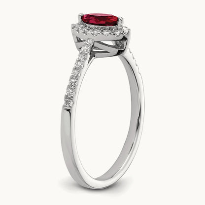 Created Ruby July Birthstone Ring, 0.20 ct tw Lab-Grown Diamond
