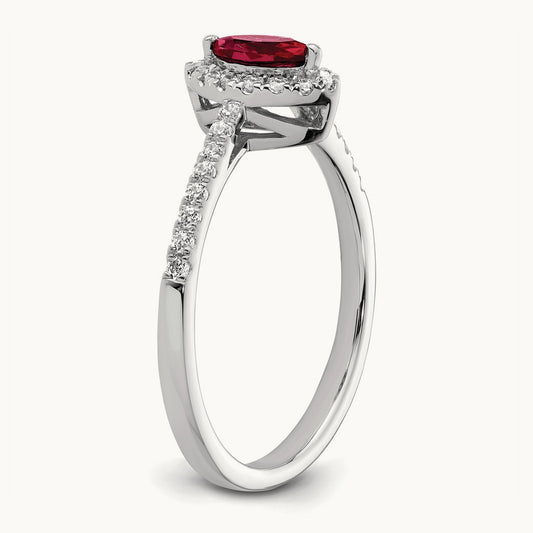 Created Ruby July Birthstone Ring, 0.20 ct tw Lab-Grown Diamond