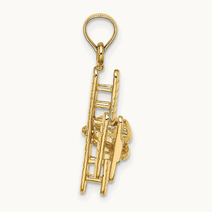 3-D Bi-Plane with Ribbed Wings Charm, 14K