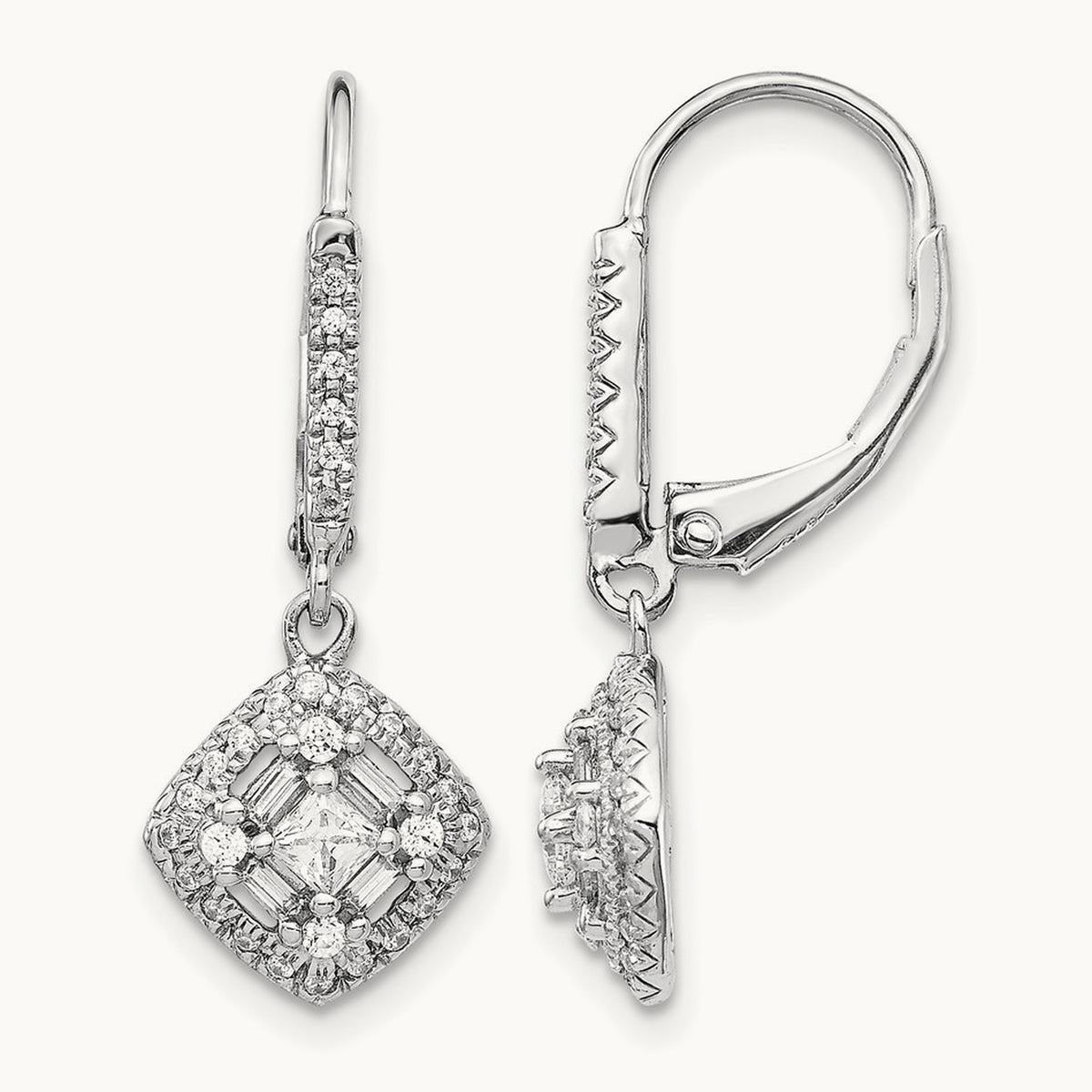 Diamond Leverback Earrings — photo set