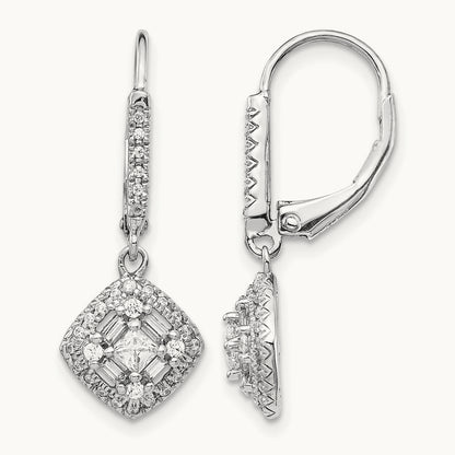 Diamond Leverback Earrings — photo set