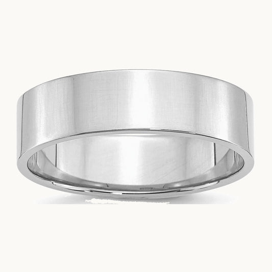Sterling Silver Rhodium-plated 6mm Flat Band