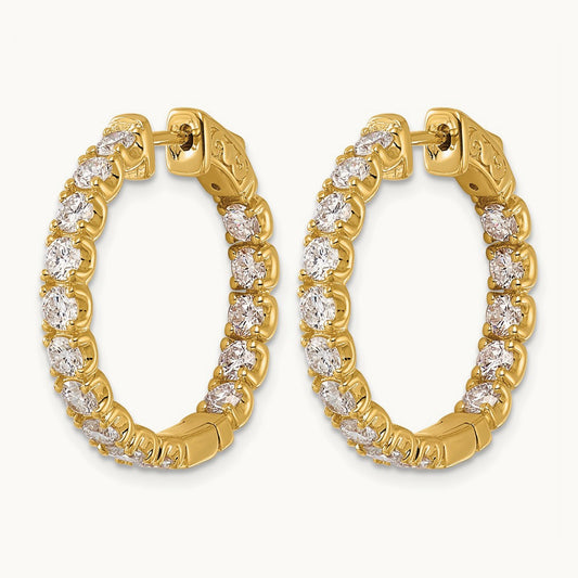 Round in/Out Safety Clasp Hoop Earrings, 3.00 ct tw Lab-Grown Diamond