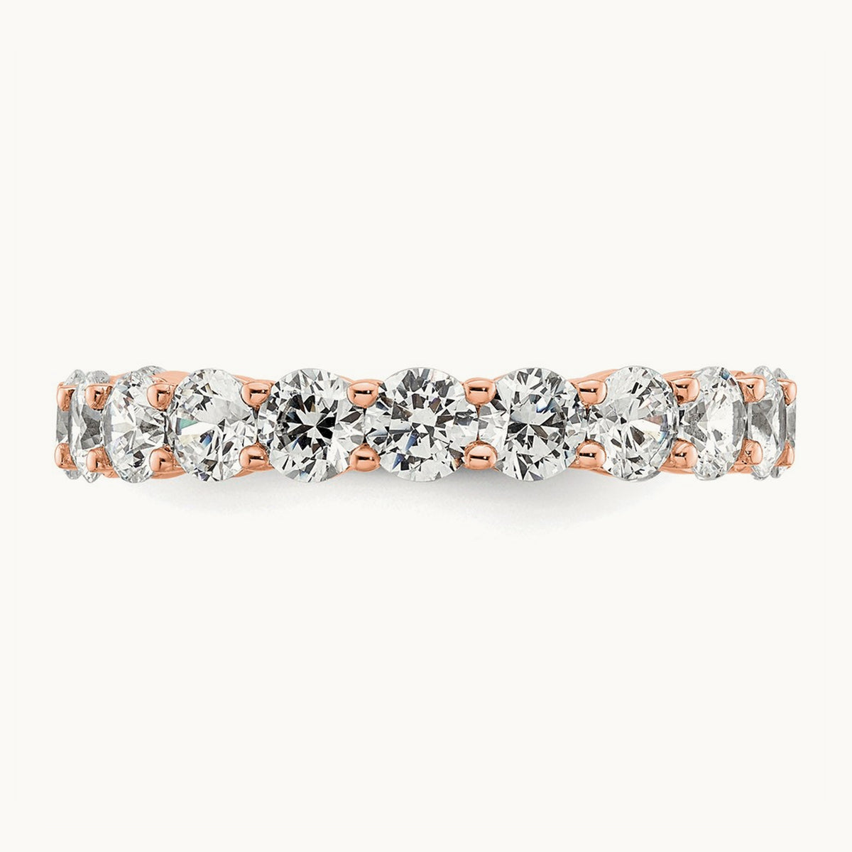 Polished Shared Prong Diamond Eternity Band — 14K Rose Gold, 3 ct, 8