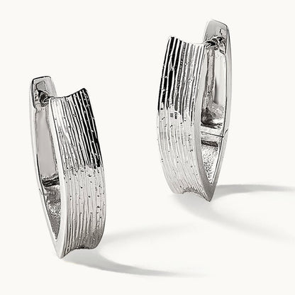 Rhodium-plated and D/C Fancy Hinged Hoop Earrings, Sterling Silver — Leslie's