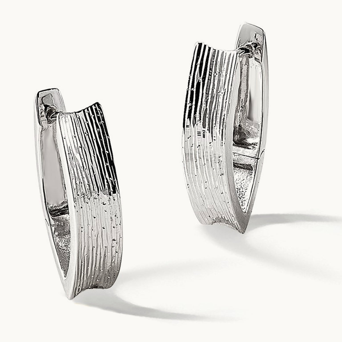 Rhodium-plated and D/C Fancy Hinged Hoop Earrings, Sterling Silver — Leslie's