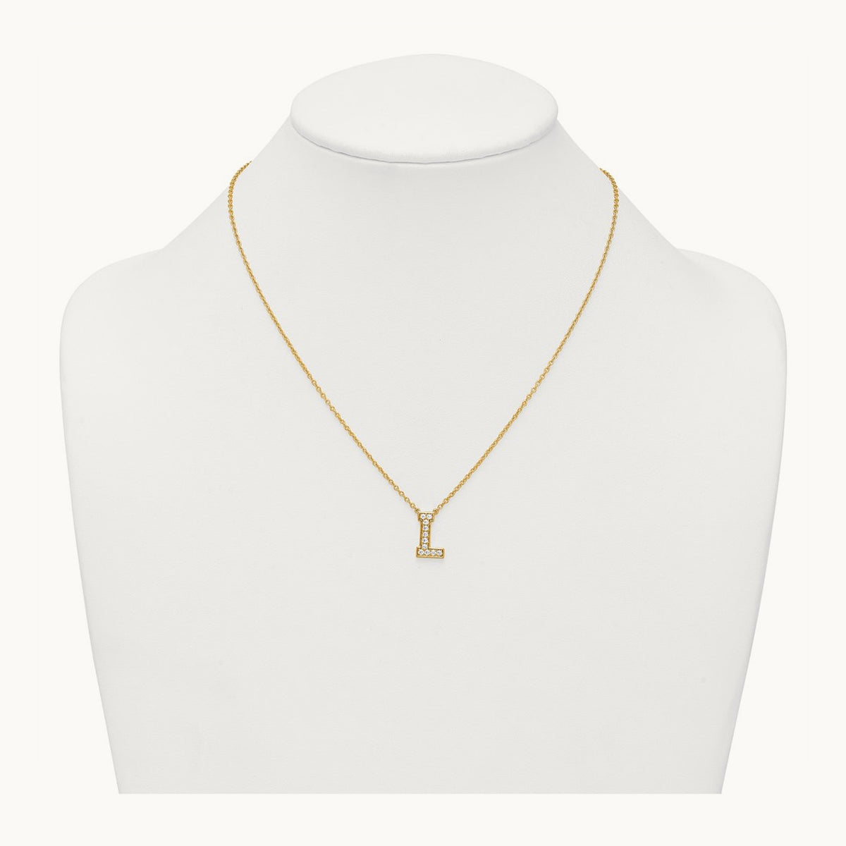 Initial Necklace — 14K Yellow Gold, L, 1/4 ct