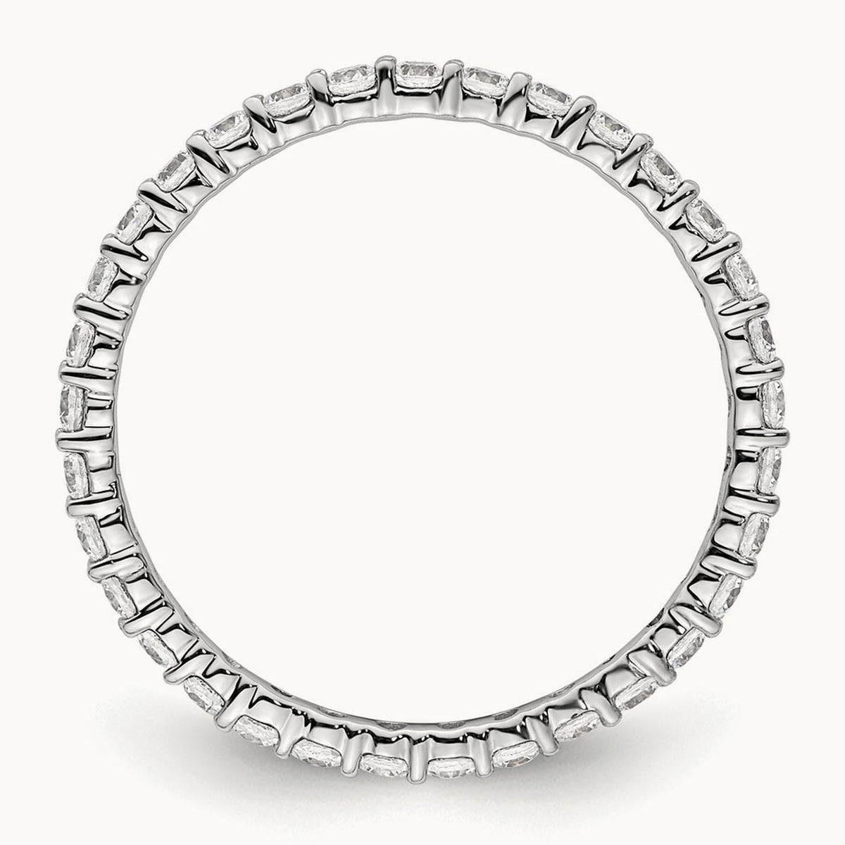 Polished Shared Prong Diamond Eternity Band — 14K White Gold, 1 ct, 9