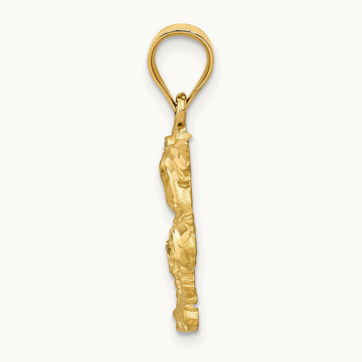 Satin Diamond-cut Open-Backed Palm Trees Pendant, 14K